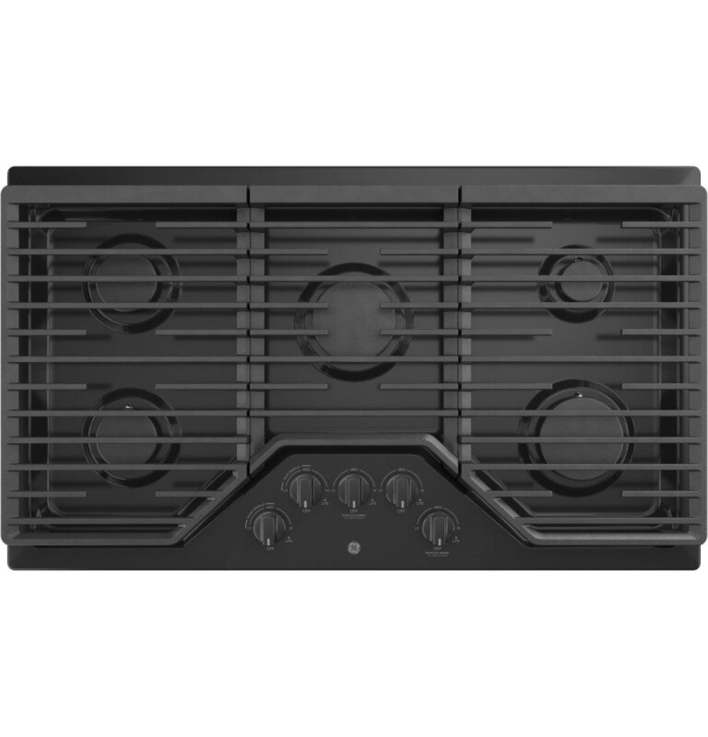GE Appliances  36" Built-In Gas Cooktop with 5 Burners and Dishwasher Safe Grates Black - JGP5036DLBB