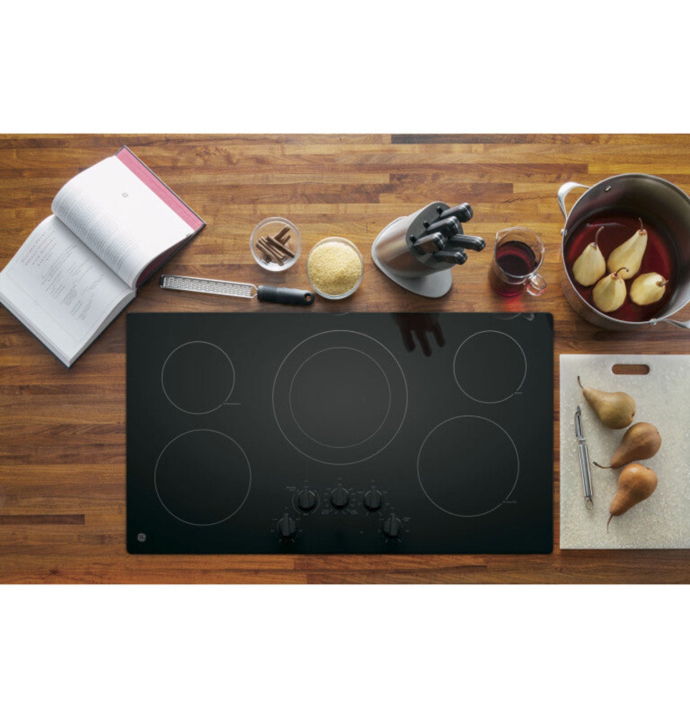 GE Appliances  36" Built-In Knob Control Electric Cooktop Black - JP3036DLBB