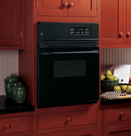 GE Appliances 24" Electric Single Self-Cleaning Wall Oven Black on Black - JRP20BJBB