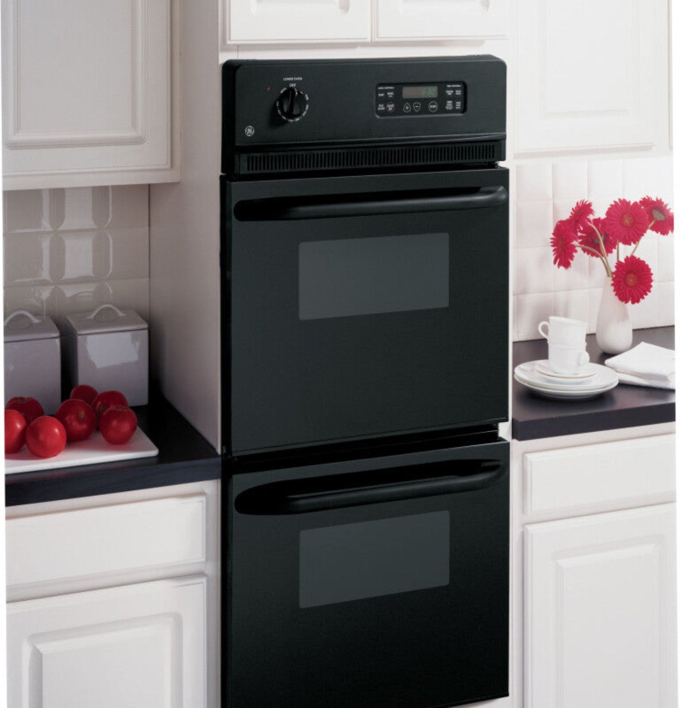 GE Appliances  24" Double Wall Oven on Black - JRP28BJBB