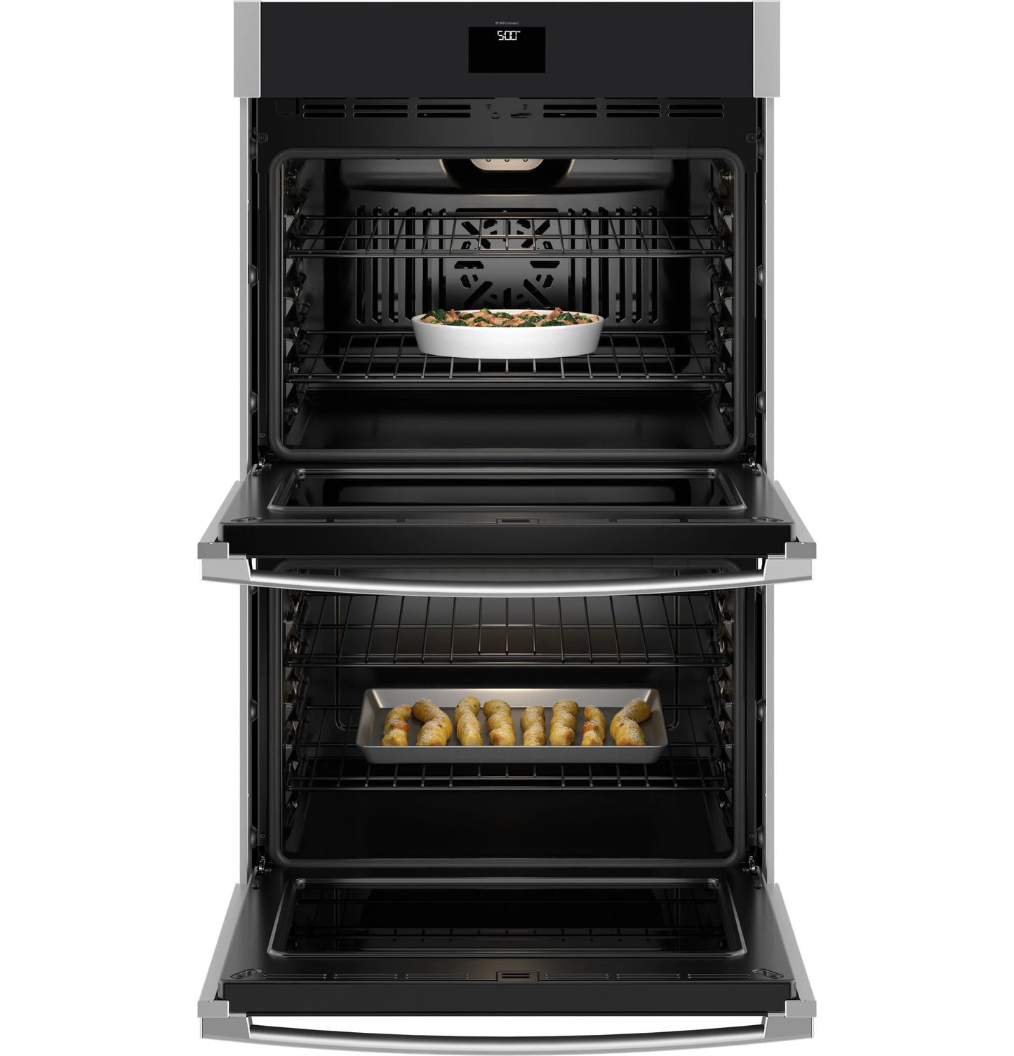 GE Appliances 30" Smart Built-In Self-Clean Convection Double Wall Oven with No Preheat Air Fry Stainless Steel - JTD5000SVSS