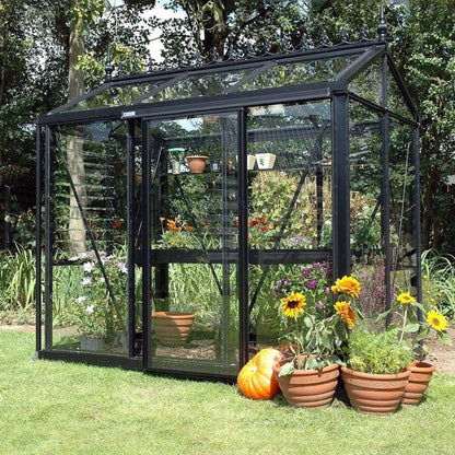 Janssens 5x8 ft Helios Urban Victorian Glass Greenhouse Kit With 4mm Tempered Glass Glazing - CUSTOM-HELIOS-URBAN-BLACK