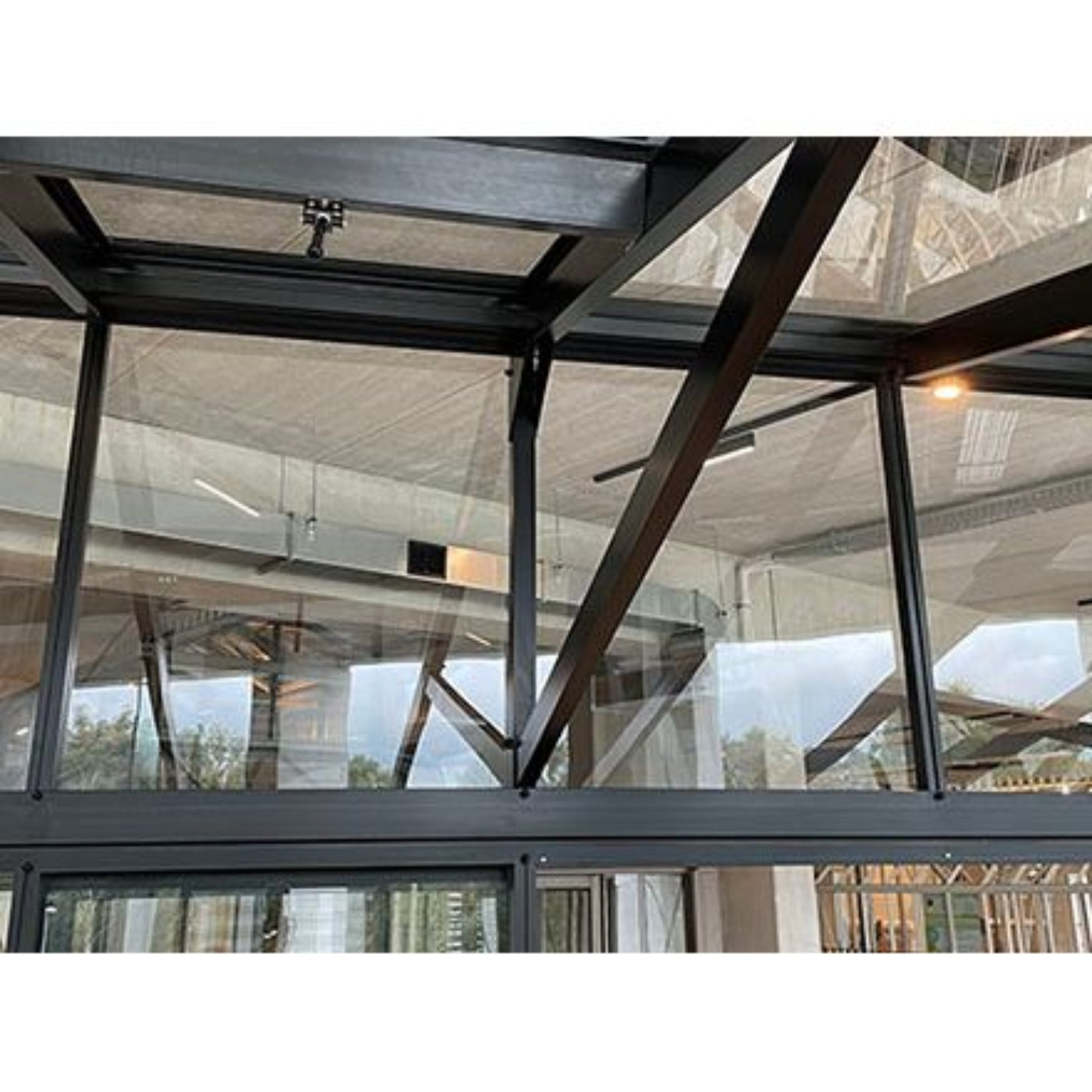 Janssens  Modern Pent Roof Glass Greenhouse Triangle Support - CUSTOM-VI-REINF-TRIANGLE-M23-BLACK