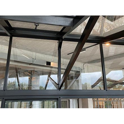 Janssens  Modern Pent Roof Glass Greenhouse Triangle Support - CUSTOM-VI-REINF-TRIANGLE-M23-BLACK