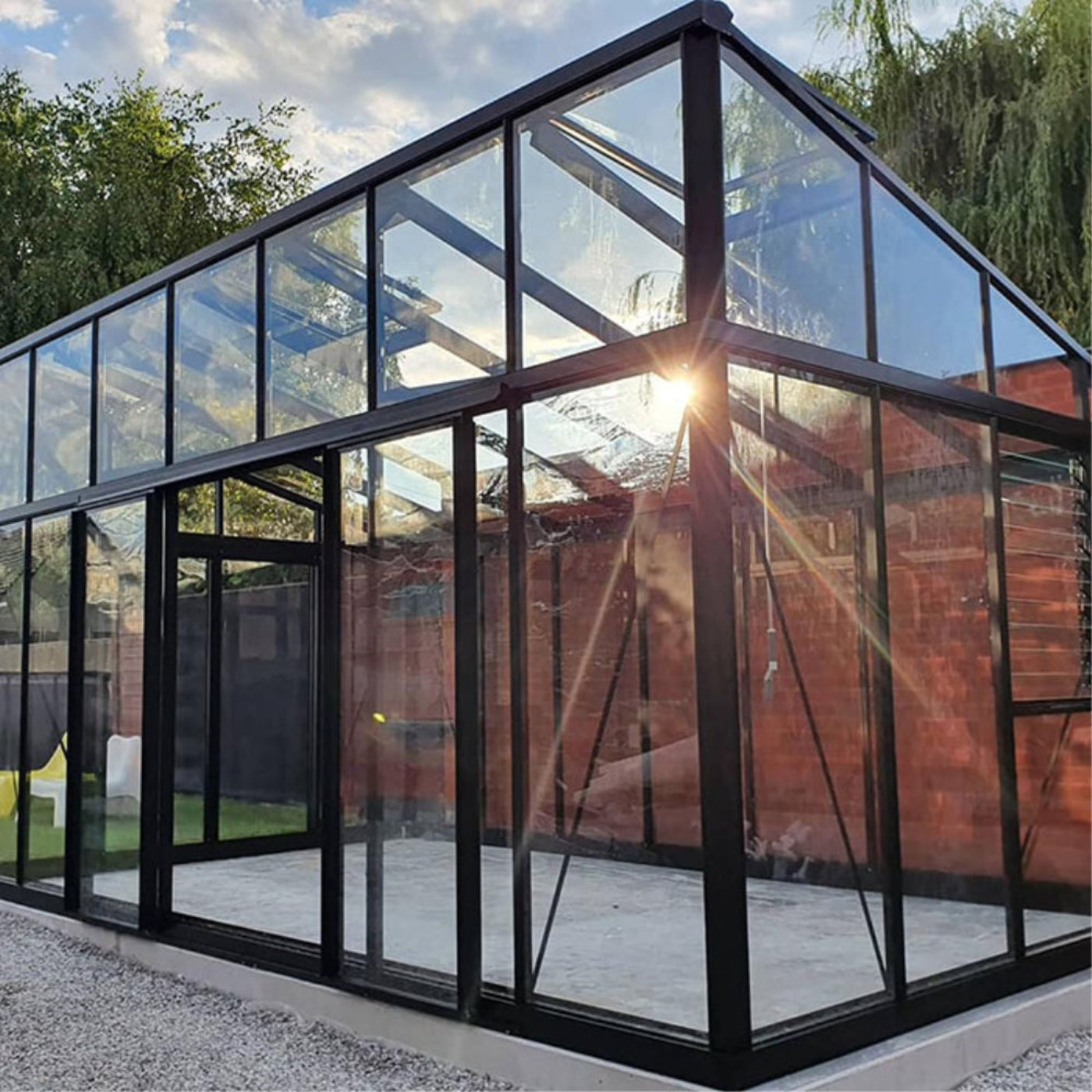Janssens Modern Pent Roof Glass Greenhouse Kit With 4mm Tempered Glass Glazing  - CUSTOM-MODERN-QAA954