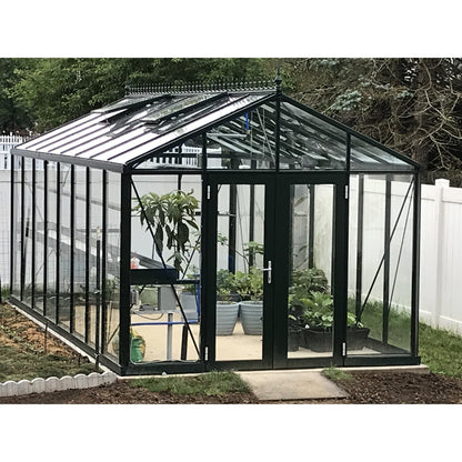 Janssens 10x20x9 ft Royal Victorian Medium Glass Greenhouse Kit With 4mm Tempered Glass Glazing - VI-36-GLASS-BLACK