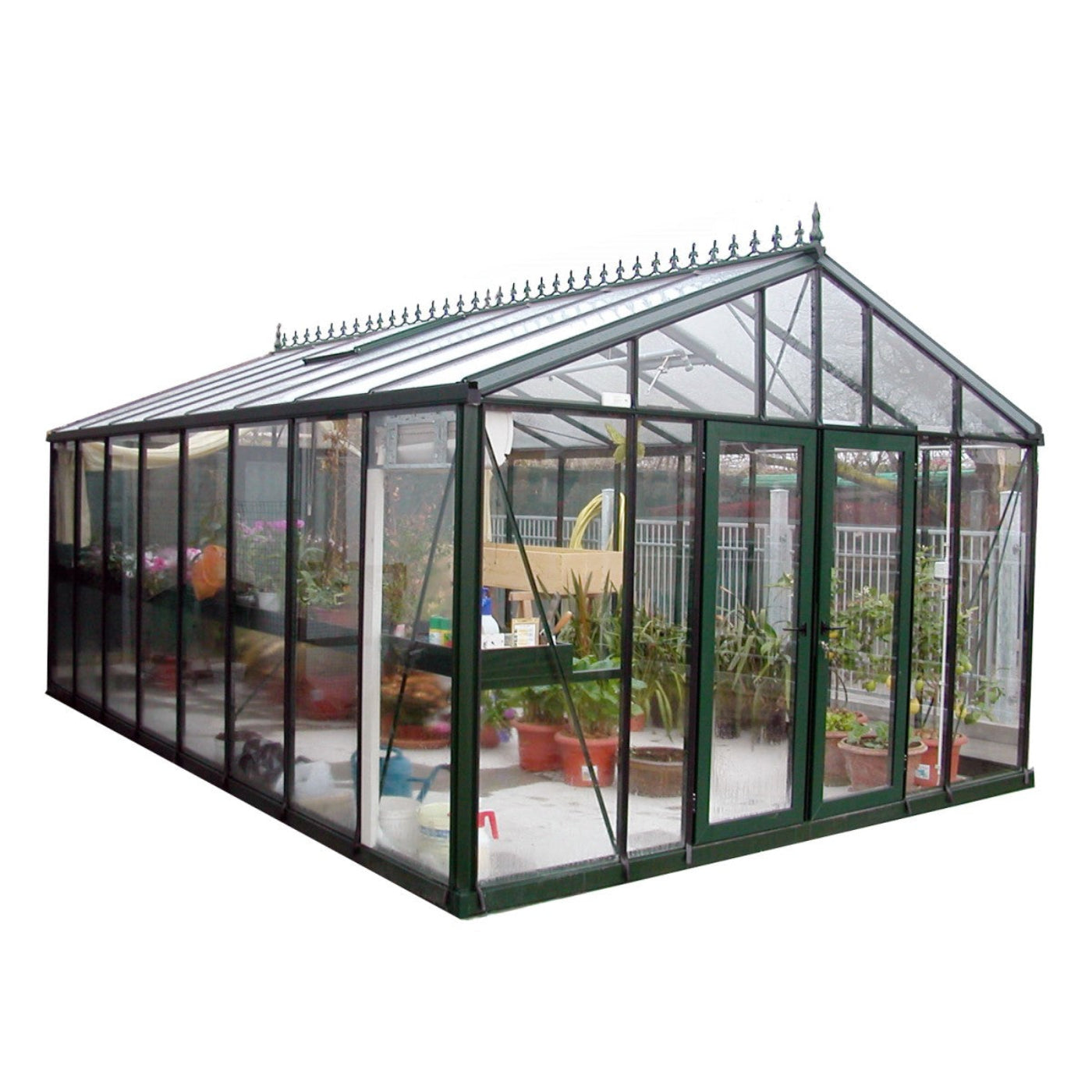 Janssens 12.5x20x9 ft Royal Victorian VI 46 Large Glass Greenhouse Kit With 4mm Tempered Glass Glazing - VI-46-GLASS-BLACK