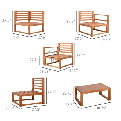 Outsunny 5 Piece L Shaped Patio Furniture Set - 84B-985