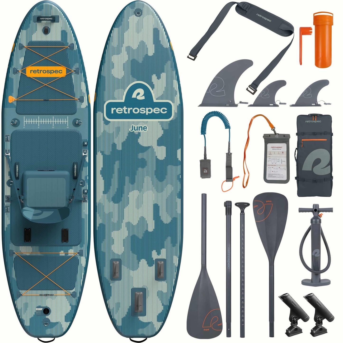 Retrospec June Inflatable Fishing Paddle Board Kayak Hybrid 11’6” - 6632