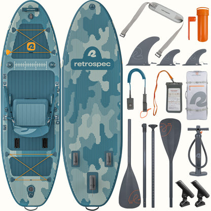 Retrospec June Nano Kids Inflatable Fishing Paddle Board Kayak Hybrid 9'6" - 6311
