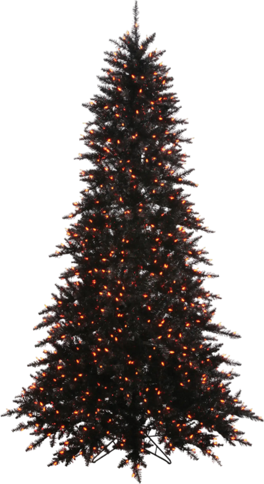 Richell Vickerman Black Fir Artificial Christmas Tree 5.5' x 42" with Orange LED Lights New - K162056LED