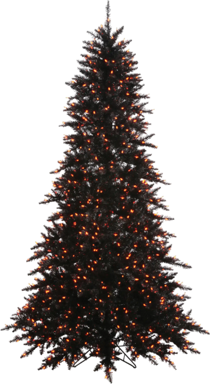 Richell Vickerman Black Fir Artificial Christmas Tree 10' x 68" with Orange LED Lights New - K162086LED