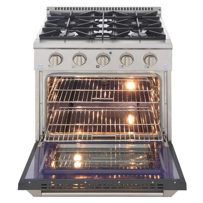GREE Kucht 30 Inch Pro-Style KDF Series Liquid Propane Gas Stainless Steel Dual Fuel Range with Grey Oven Door - KDF302/LP-GR