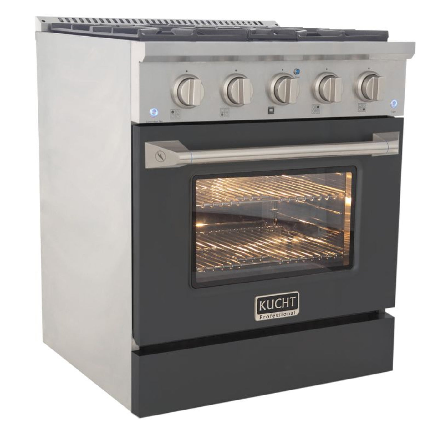 GREE Kucht 30 Inch Pro-Style KDF Series Liquid Propane Gas Stainless Steel Dual Fuel Range with Grey Oven Door - KDF302/LP-GR