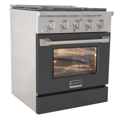 GREE Kucht 30 Inch Pro-Style KDF Series Liquid Propane Gas Stainless Steel Dual Fuel Range with Grey Oven Door - KDF302/LP-GR