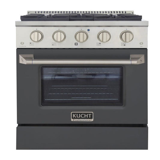 GREE Kucht 30 Inch Pro-Style KDF Series Liquid Propane Gas Stainless Steel Dual Fuel Range with Grey Oven Door - KDF302/LP-GR