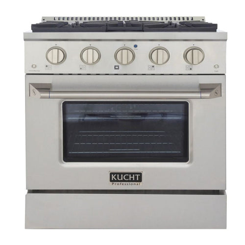 Kucht 30 Inch Pro-Style KDF Series Liquid Propane Stainless Steel Dual Fuel Range with Silver Oven Door - KDF302/LP-S