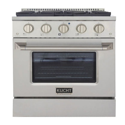 Kucht 30 Inch Pro-Style KDF Series Liquid Propane Stainless Steel Dual Fuel Range with Silver Oven Door - KDF302/LP-S