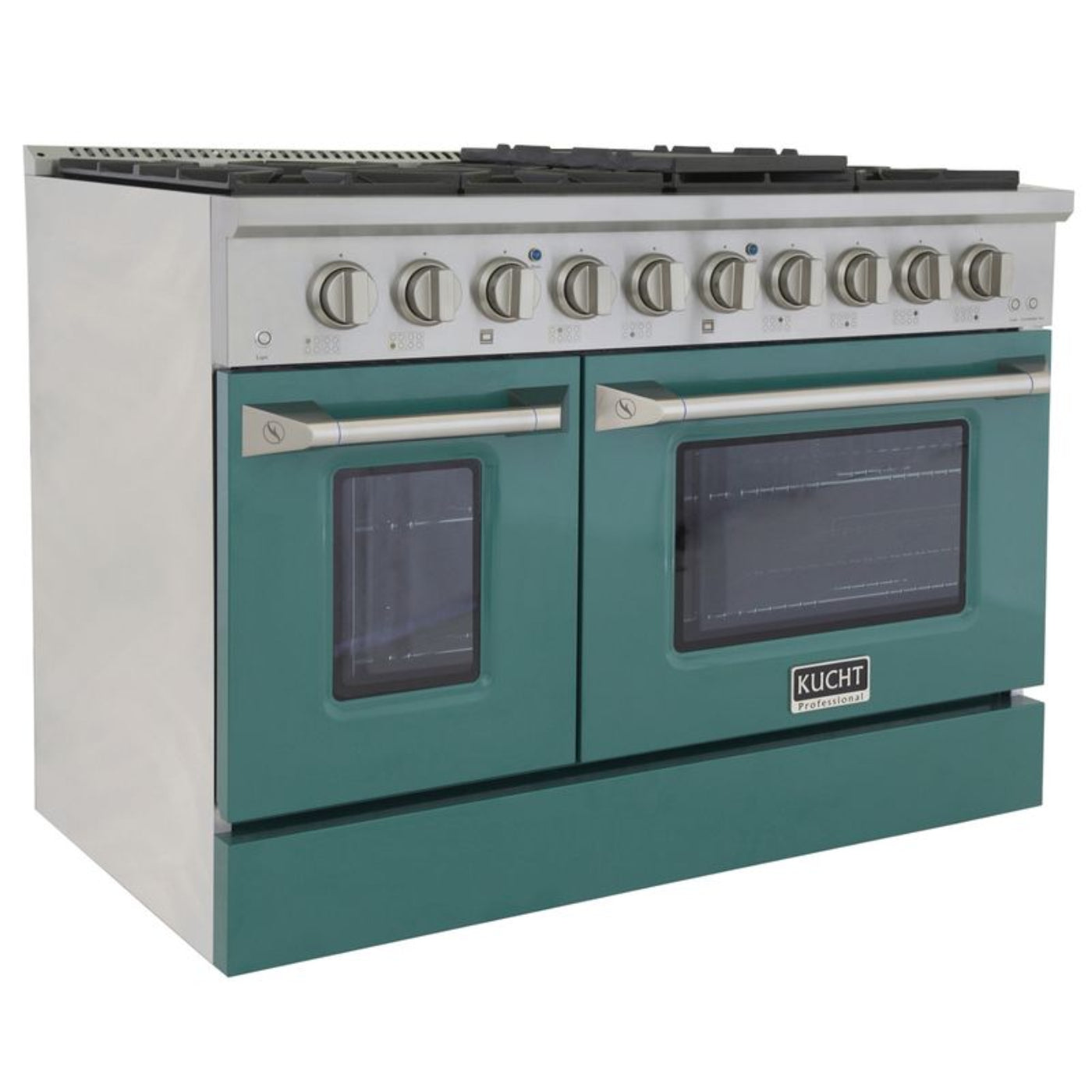 GREE Kucht 48 Inch Pro-Style KDF Series Liquid Propane Gas Stainless Steel Dual Fuel Range with Green Oven Door - KDF482/LP-G