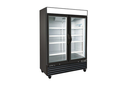 Kool-It KGF-48 | 54" Wide 2 Swing Door Black Merchandiser Freezer- KGF-48
