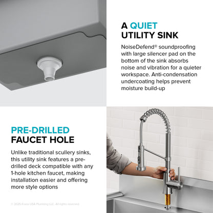 KRAUS Standart Pro 32” 18-Gauge Stainless Steel Single Bowl Commercial Style Laundry Utility Sink