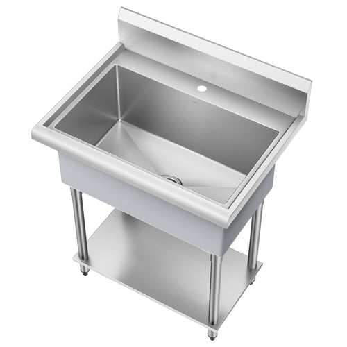 KRAUS Standart Pro 32” 18-Gauge Stainless Steel Single Bowl Commercial Style Laundry Utility Sink