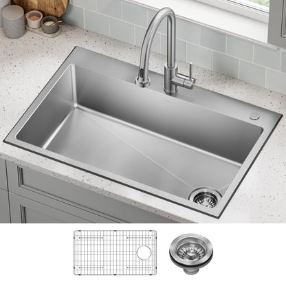 KRAUS 33” Topmount Single Bowl Stainless Steel Kitchen Sink - KHT640-33