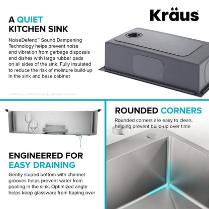 KRAUS 33” Topmount Single Bowl Stainless Steel Kitchen Sink - KHT640-33