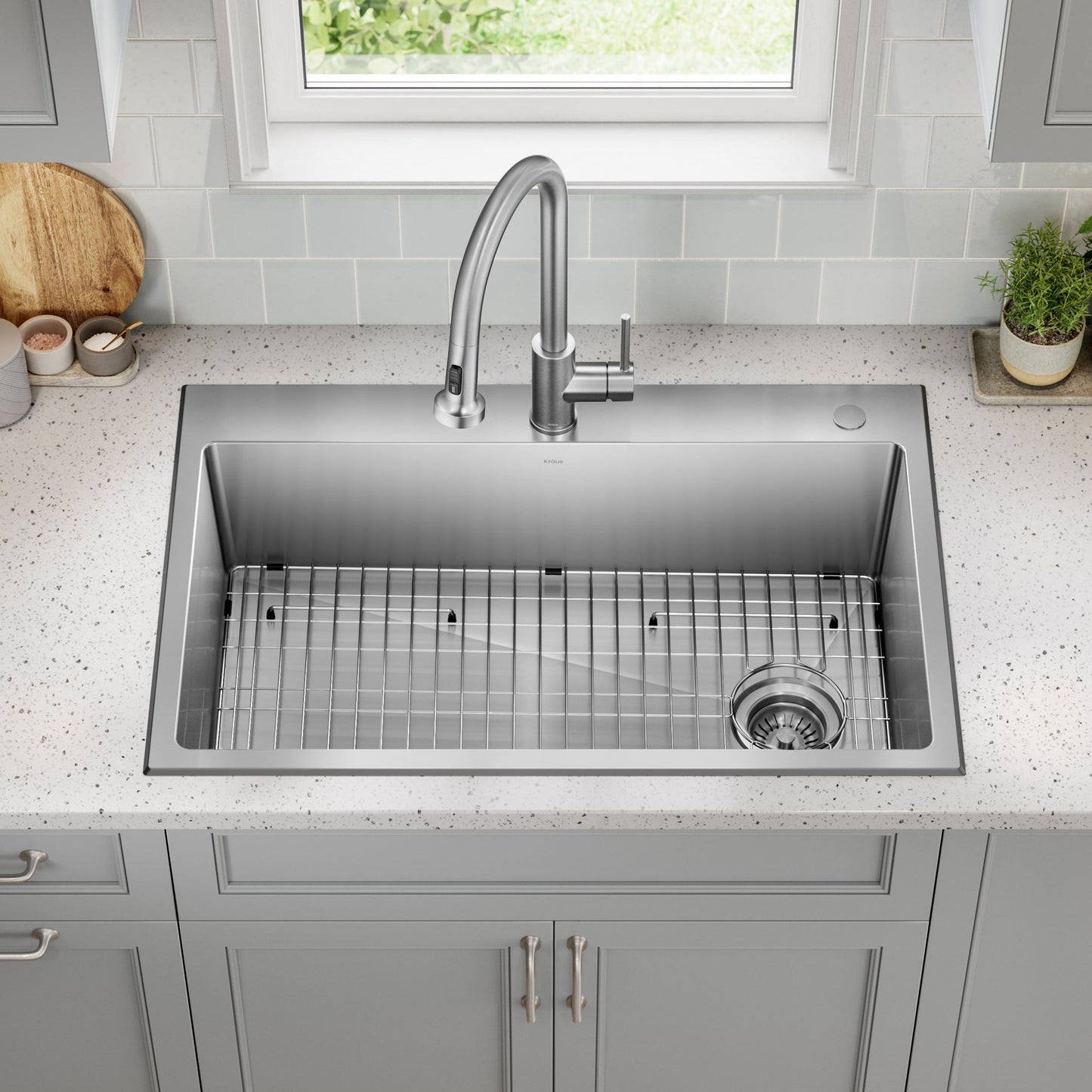 KRAUS 33” Topmount Single Bowl Stainless Steel Kitchen Sink - KHT640-33