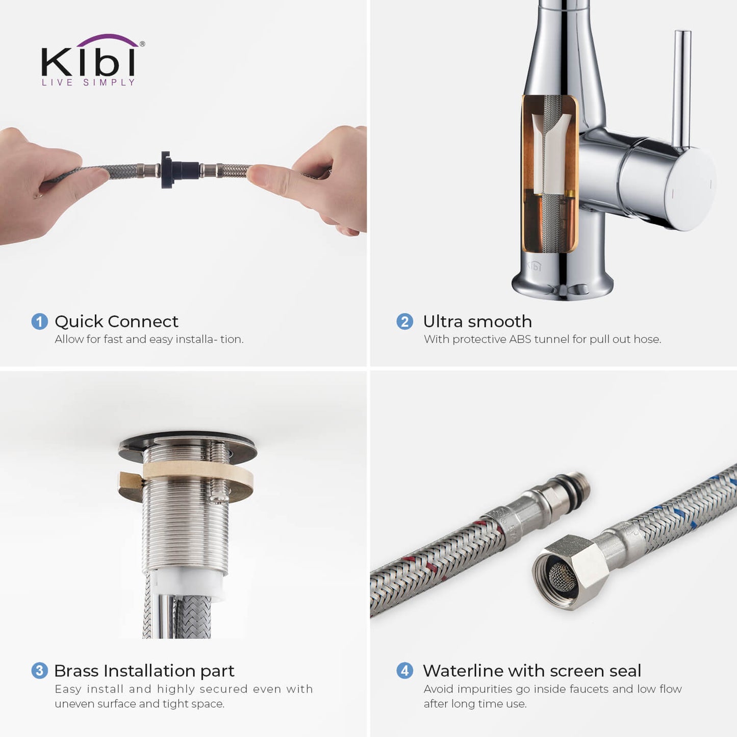 KIBI Napa Single Handle High Arc Pull Down Kitchen Faucet in Chrome Finish - KKF2005CH