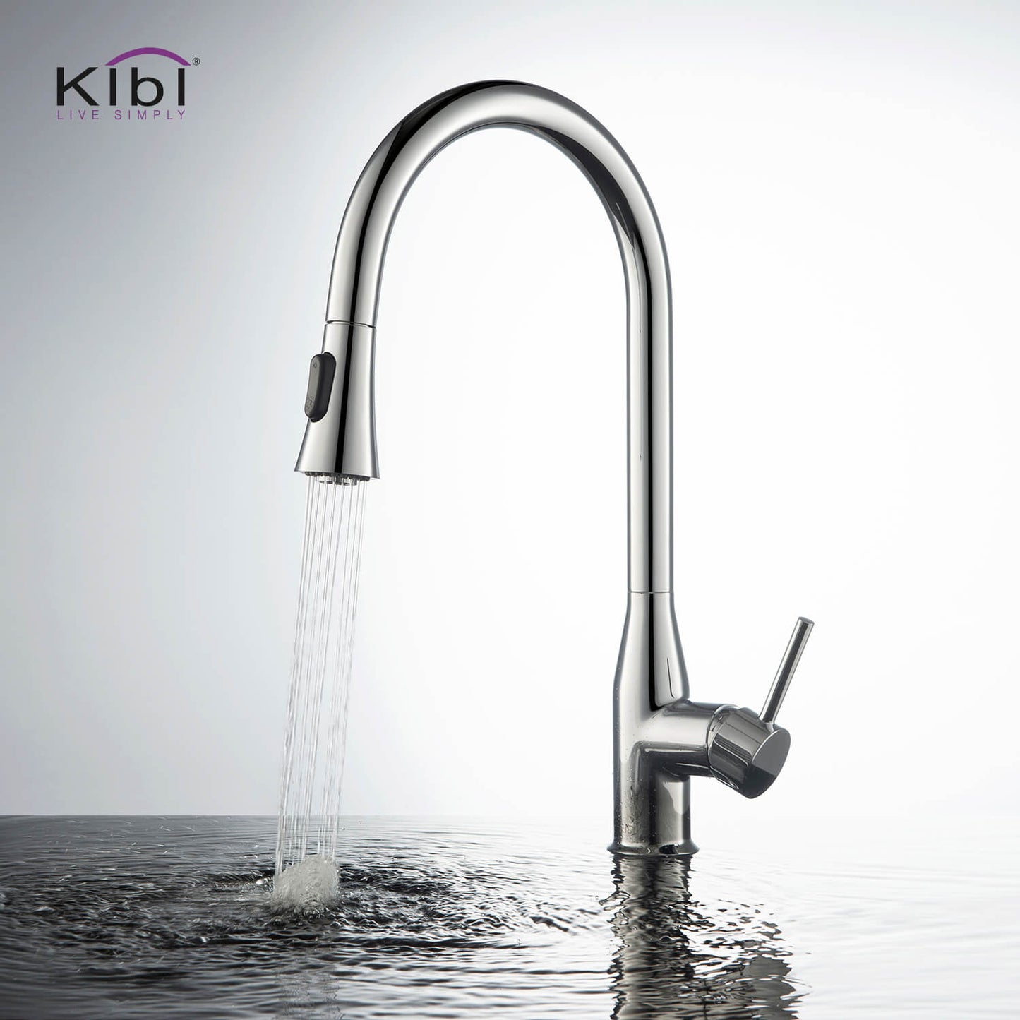 KIBI Napa Single Handle High Arc Pull Down Kitchen Faucet in Chrome Finish - KKF2005CH