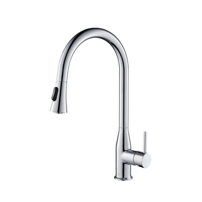 KIBI Napa Single Handle High Arc Pull Down Kitchen Faucet in Chrome Finish - KKF2005CH