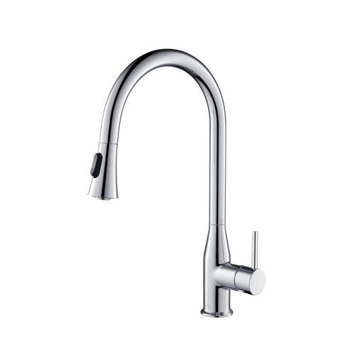 KIBI Napa Single Handle High Arc Pull Down Kitchen Faucet in Chrome Finish - KKF2005CH