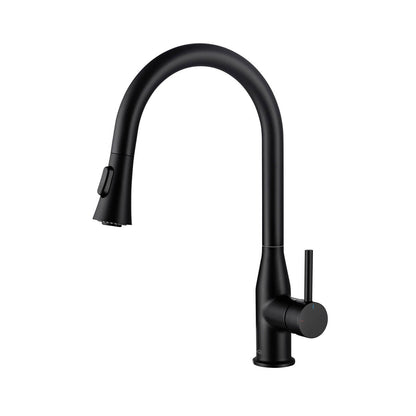 KIBI Napa Single Handle High Arc Pull Down Kitchen Faucet in Matte Black Finish - KKF2005MB