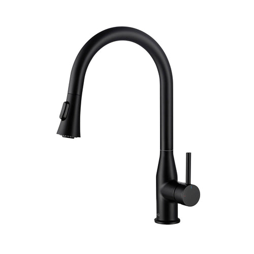 KIBI Napa Single Handle High Arc Pull Down Kitchen Faucet in Matte Black Finish - KKF2005MB