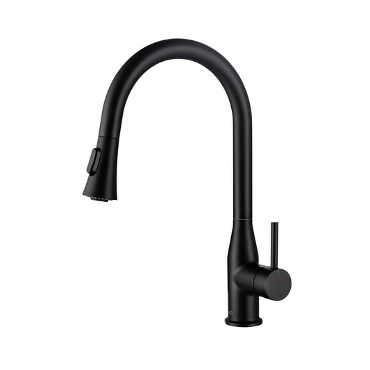 KIBI Napa Single Handle High Arc Pull Down Kitchen Faucet in Matte Black Finish - KKF2005MB
