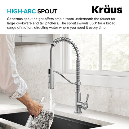 KRAUS Torak Single Handle Pull Down Kitchen Faucet in Brushed Brass - KPF-2635SFBB