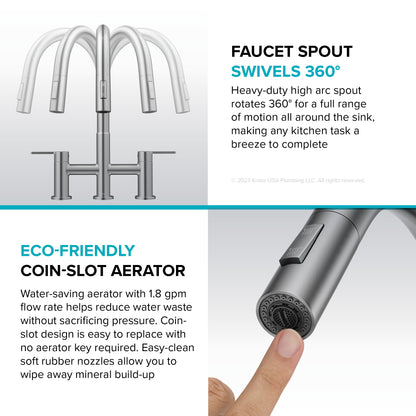 KRAUS Contemporary Bridge Kitchen Faucet with Spray-Head in Matte Black- KPF-3122MB