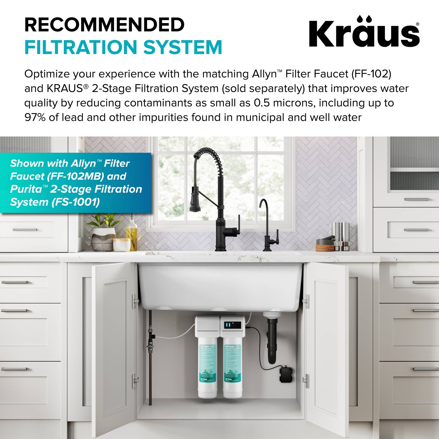 KRAUS Allyn Single Handle Pull Down Kitchen Faucet in Matte Black - KPF-4110MB