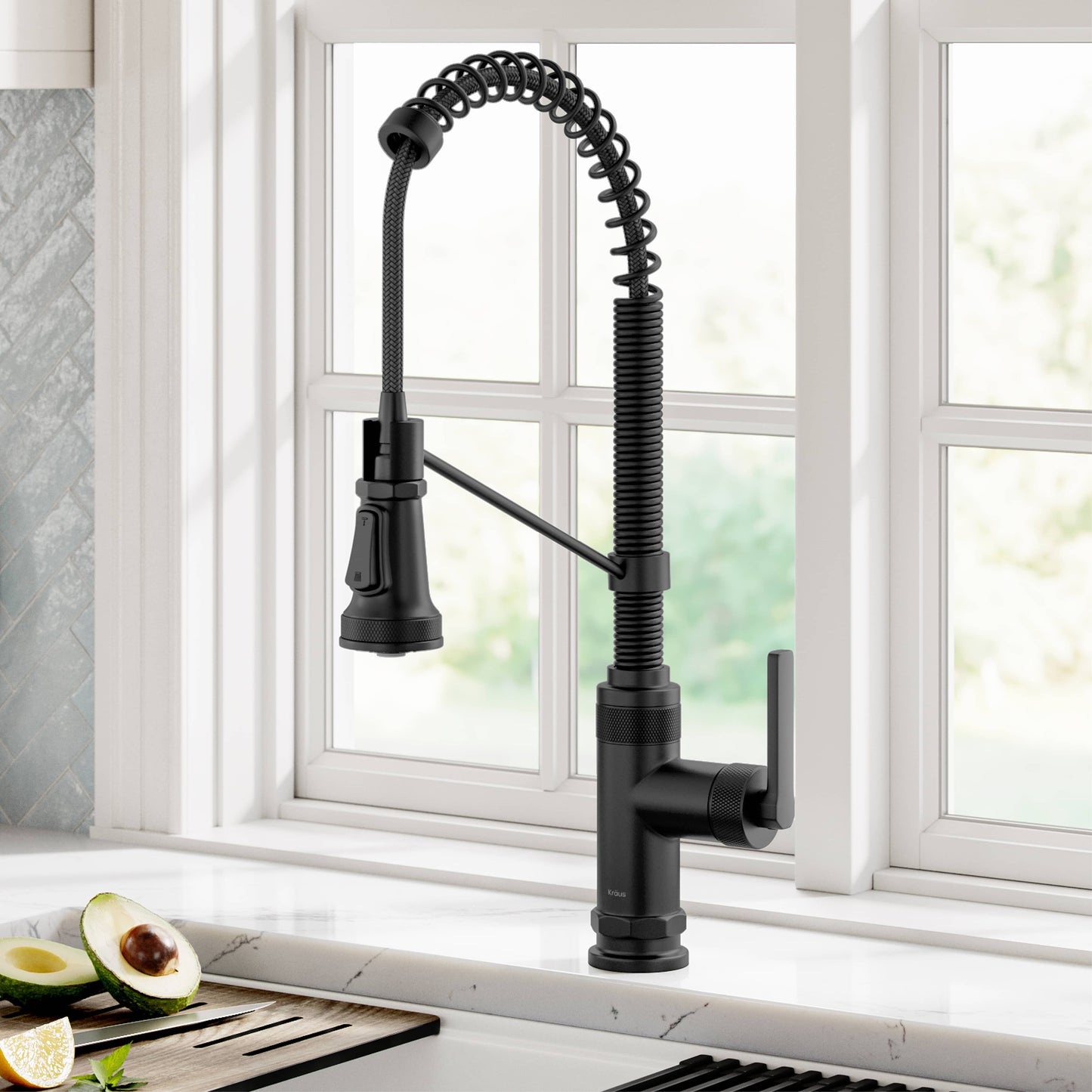 KRAUS Allyn Single Handle Pull Down Kitchen Faucet in Matte Black - KPF-4110MB