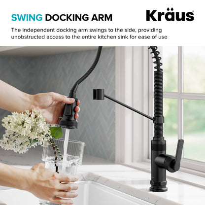 KRAUS Allyn Single Handle Pull Down Kitchen Faucet in Matte Black - KPF-4110MB