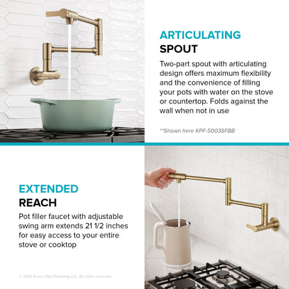 KRAUS Oletto Wall Mount Pot Filler in Matte Black - KPF-5001MB