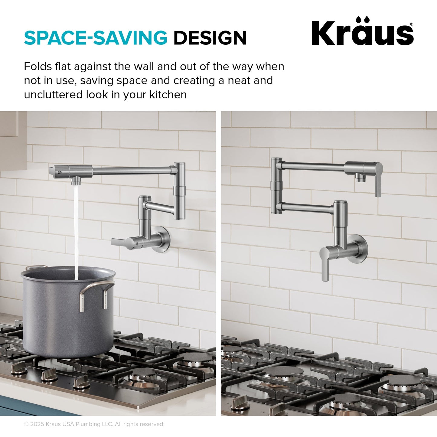 KRAUS Oletto Wall Mount Pot Filler in Brushed Brass - KPF-5001SFBB