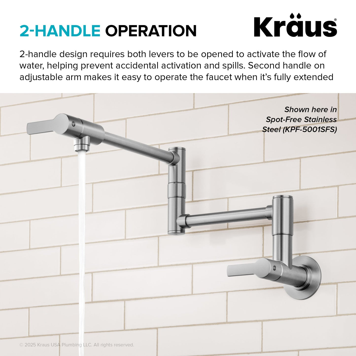 KRAUS Oletto Wall Mount Pot Filler in Brushed Brass - KPF-5001SFBB