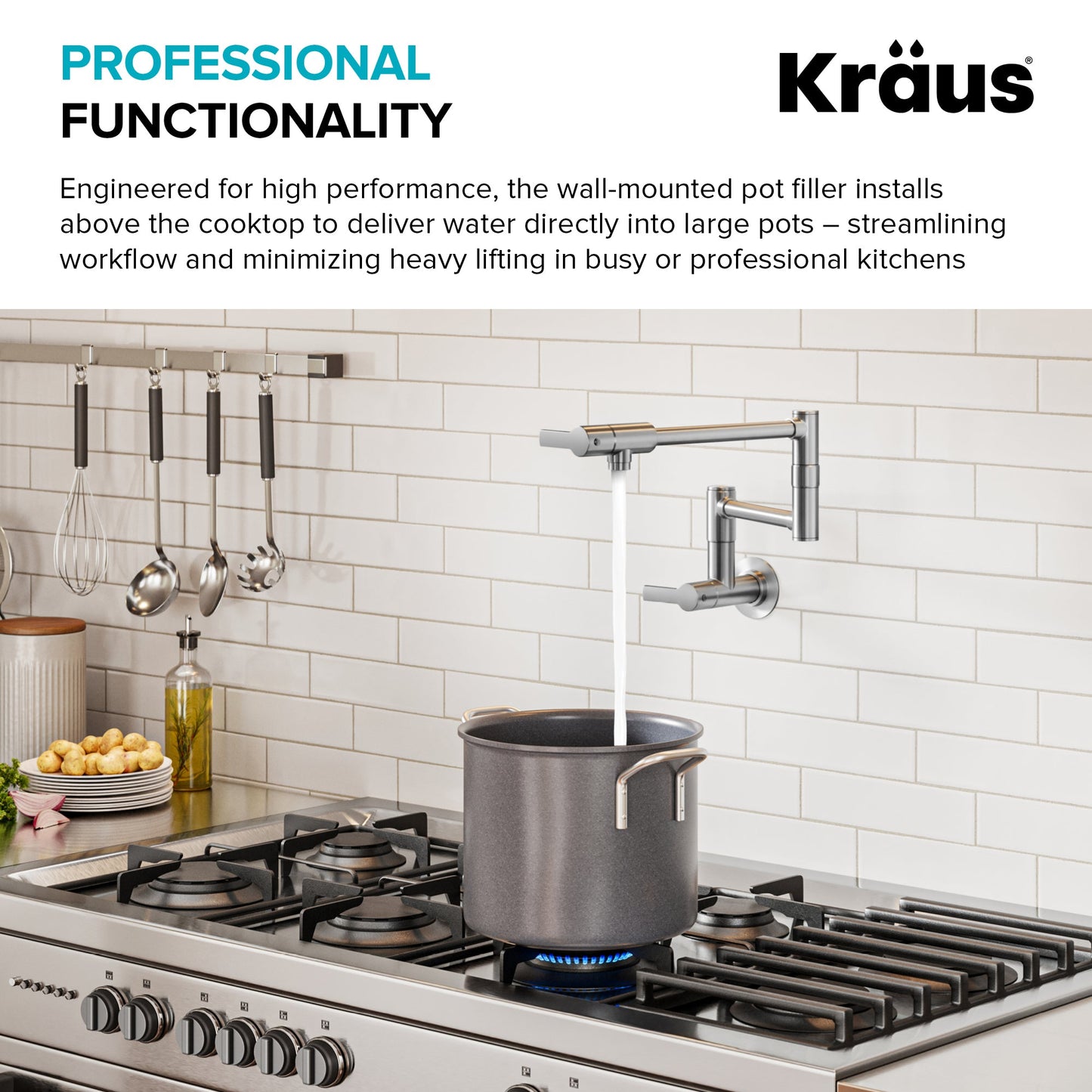 KRAUS Oletto Wall Mount Pot Filler in Matte Black - KPF-5001MB