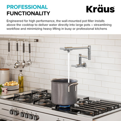 KRAUS Oletto Wall Mount Pot Filler in Matte Black - KPF-5001MB