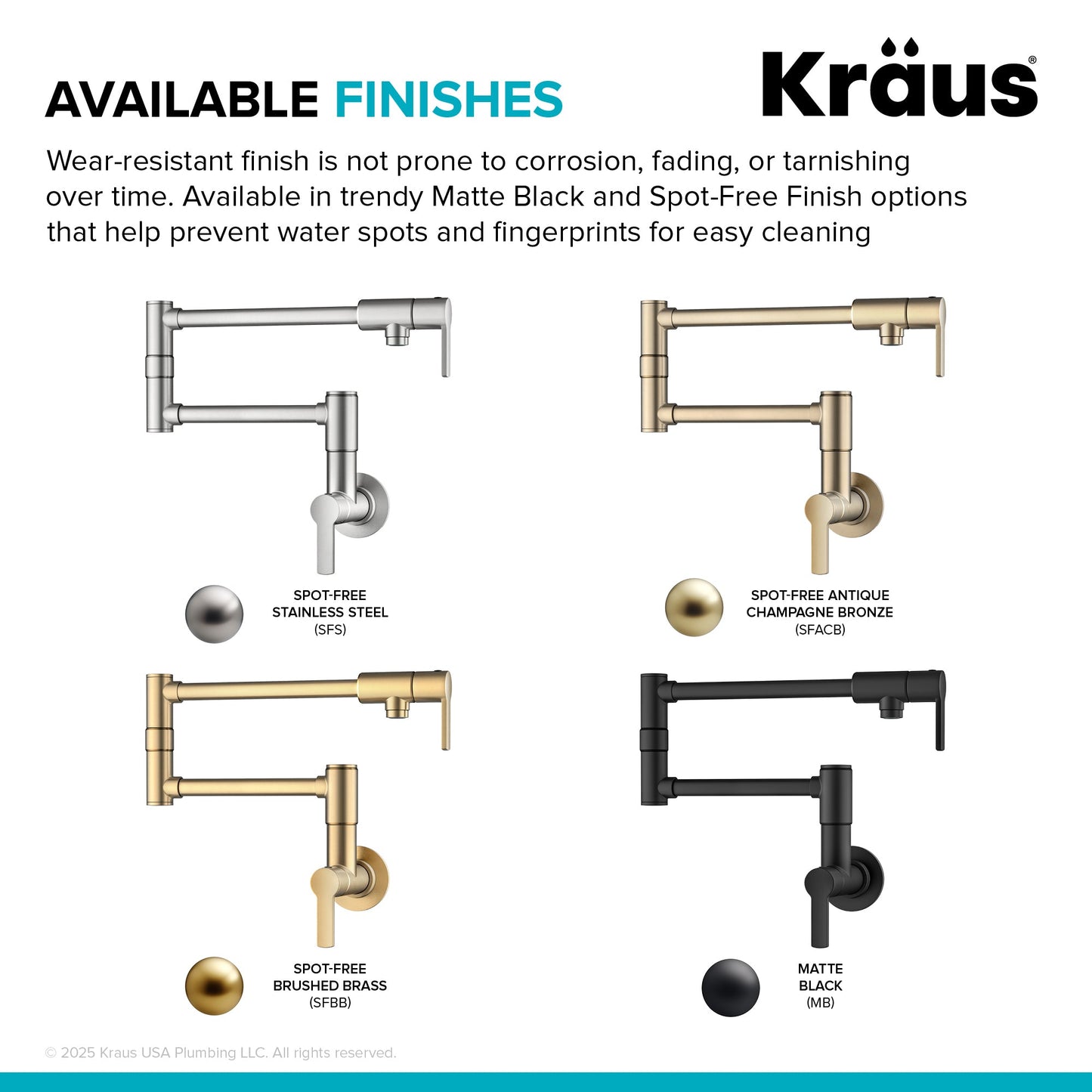 KRAUS Oletto Wall Mount Pot Filler in Brushed Brass - KPF-5001SFBB