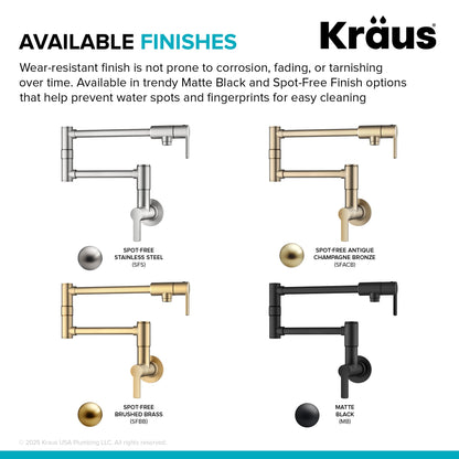 KRAUS Oletto Wall Mount Pot Filler in Matte Black - KPF-5001MB