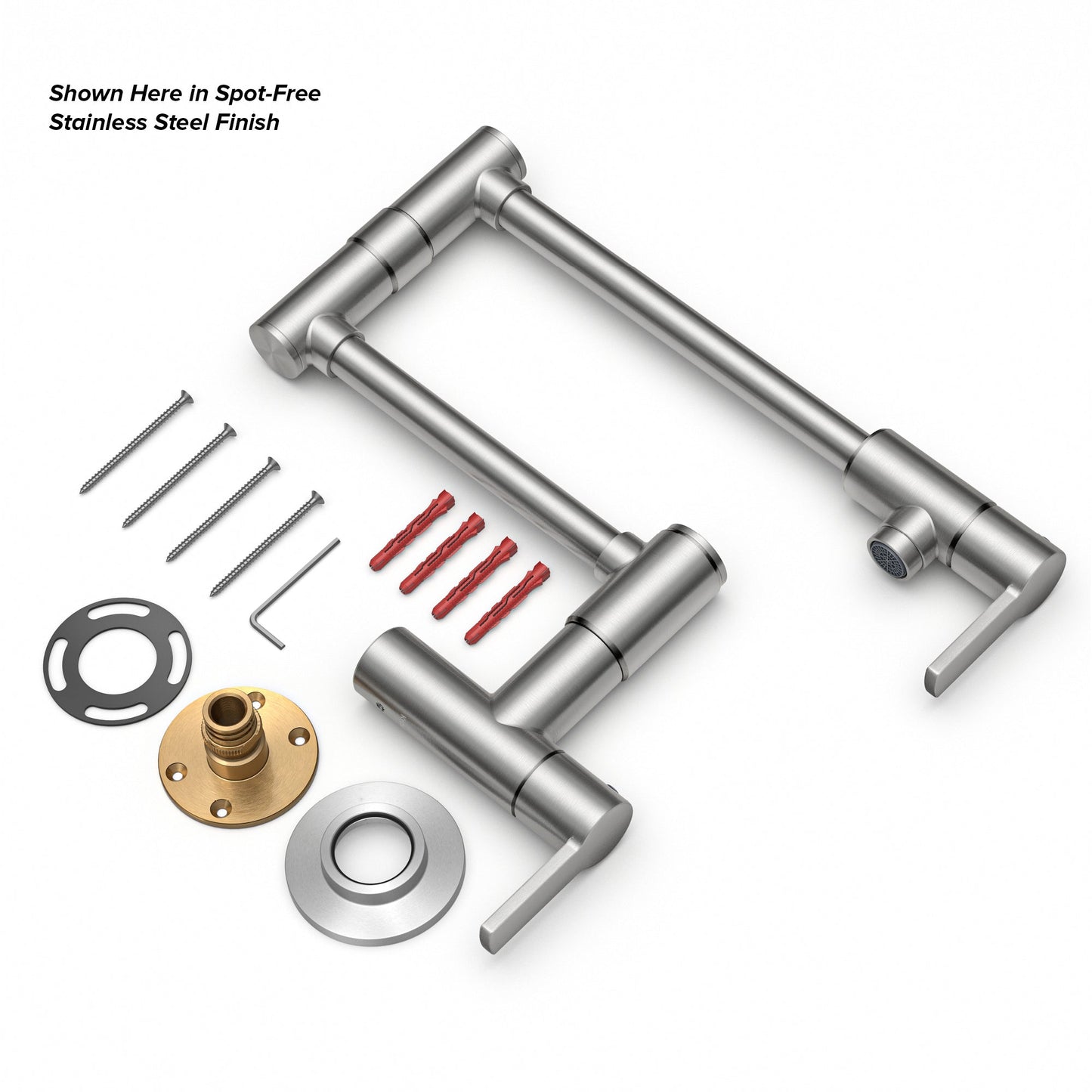 KRAUS Oletto Wall Mount Pot Filler in Brushed Brass - KPF-5001SFBB