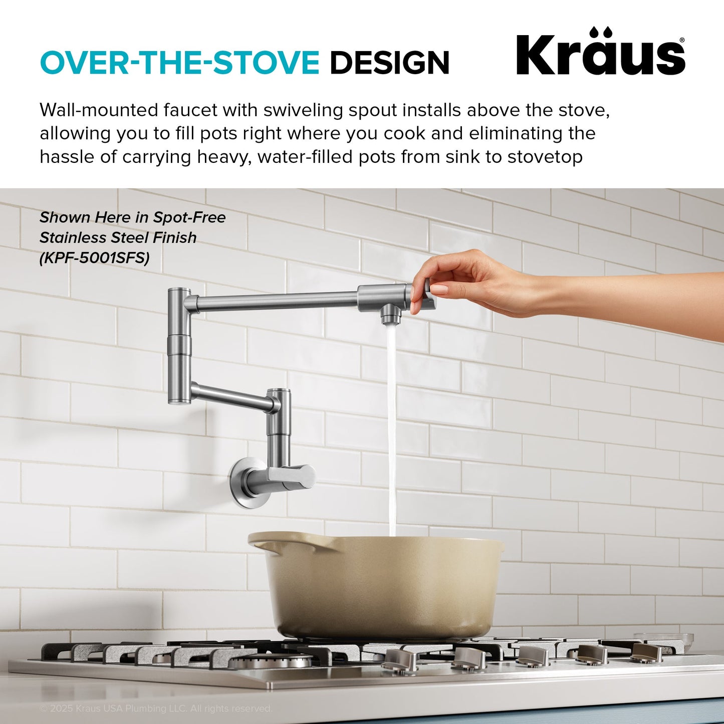 KRAUS Oletto Wall Mount Pot Filler in Matte Black - KPF-5001MB